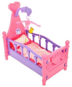 Emily - łóżeczko dla lalki z karuzelą - kołderka, poduszka