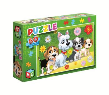 Pieski kwiatki puzzle dla dzieci 60 el.
