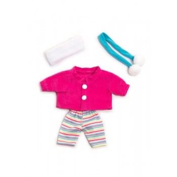 Ubranko dla lalki 21 cm biało-różowe z szalikiem