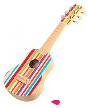 Drewniana gitara dla dzieci 6-strunowa tęczowa