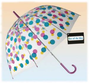 Parasol przezroczysty kolorowe kropki- duża otwierana ręcznie parasolka